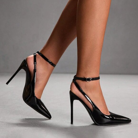 Black Stiletto Women's High Heel Pumps - Picture 4 of 10